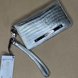 SILVER DEBI FOIL FASHION LIZARD BRAHMIN WALLET